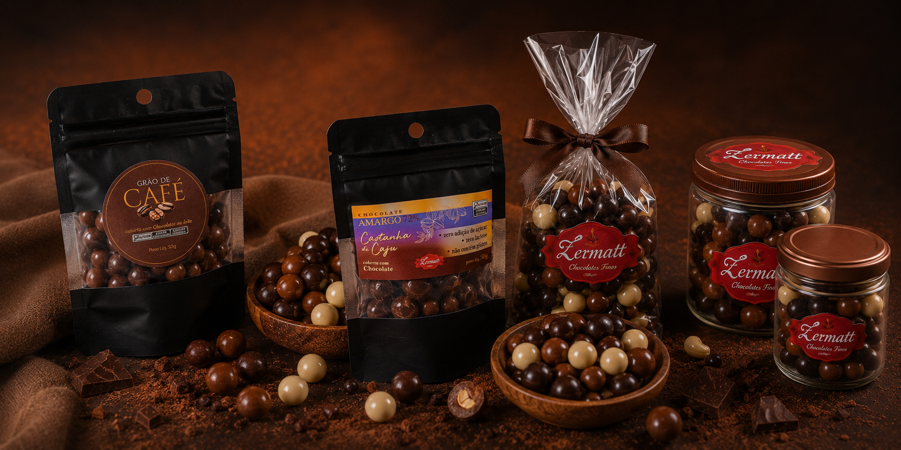 Zermatt Chocolates Finos — Drágeas premium para revenda